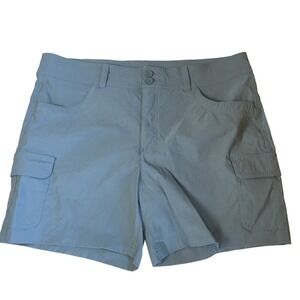 Eddie Bauer Summer Trail Shorts Womens 14 Green Gray Cargo Hiking 1668847